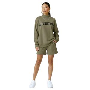 Ensemble pull à manches longues et short pour femme, coupe ample, col montant, tenue décontractée, service OEM ODM disponible - Product Image 1