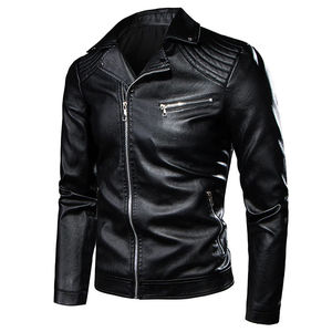Vente en gros de vestes en cuir véritable pour hommes veste en cuir personnalisée pour hommes automne et hiver veste de moto en cuir d'extérieur pour hommes - Product Image 1