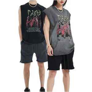 Camiseta sin mangas de gran tamaño para gimnasio, ropa de calle, corte personalizado, sin mangas, de punto, estilo callejero, cuello en V, Spandex/algodón, camiseta para hombre - Product Image 3