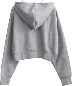 เสื้อฮู้ดแบบสวมหัวแขนยาวแบบลำลองของผู้หญิงเสื้อครอปท็อปดีไซน์ซับในสำหรับฤดูใบไม้ผลิฤดูหนาว - Product Image 3