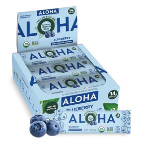 Barras de Proteína Vegetal Orgánica ALOHA (Arándanos, Paquete de 12) - Product Image 1