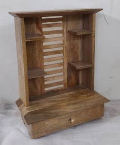 Estantería de Madera de Mango 100% Natural, Color Marrón Oscuro Simple, con Cajones Pequeños para Dormitorio, Oficina, Sala de Estar, Estudio - Product Image 2