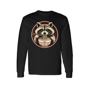 Camiseta de Manga Larga con Diseño de Ramen y Mapache, Estética Japonesa Kawaii Neko, Producto Promocional - Product Image 2