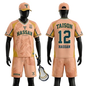 Uniforme de Lacrosse para Hombre, Poliéster Premium, Panel de Malla Transpirable, Amarillo Durazno, Sublimación, Nombre y Número Personalizados - Product Image 1