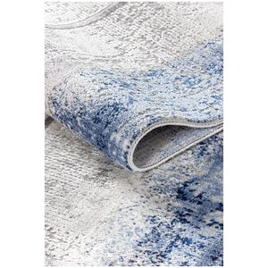 Ensemble de tapis de salon moderne en acrylique tissé bleu Konfor Mirissa 9409 avec franges droites de luxe - Product Image 1