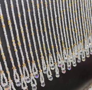 Handmade 12cm wide Crystal <b>Beads</b> & Seed <b>Beads</b> Beaded <b>Fringe</b>, gold and crystal clear - Product Image 3