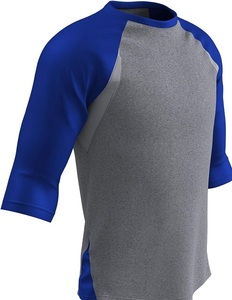 Camisa de béisbol de poliéster ligera de manga raglán de tres cuartos transpirable de secado rápido con inserción lateral de malla hecha en Pakistán - Product Image 1