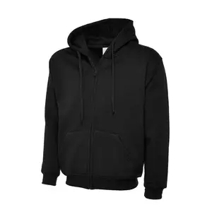 Schwarze Farbe individuelle Slim-Fit feste Farbe Hoodies Herren hohe Qualität einfarbig Reißverschluss Großhandelspreis Hoodie zu verkaufen