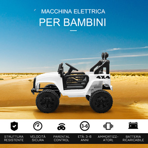 HOMCOM Voiture électrique tout-terrain pour enfants avec télécommande et 2 vitesses, 100x65x72 cm, blanc - Product Image 4
