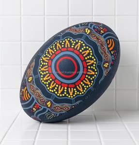 Full color printed Rugby Balls / Aboriginal Indigenous Print Products / Custom Branded Promotional Rugby Ball - Product Image 1