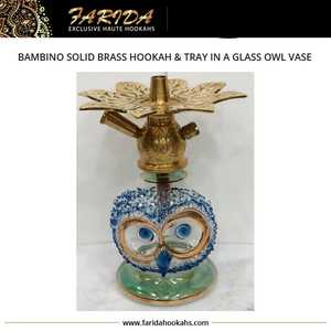 Cachimba Portátil de Lujo de 1.5 kg, Diseño de Búho Moderno, Vidrio Soplado a Mano, Acabado en Laca de Cuero, Tipo Curvo con Borde Floral Doble - Product Image 6