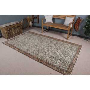 Alfombra de 4.7x8.2 pies, Alfombra Turca Vintage, Alfombra Marrón de Lana Marroquí - Product Image 1