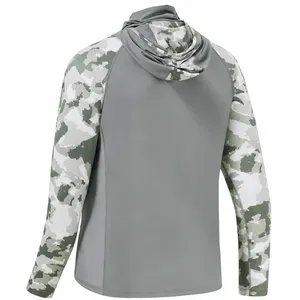 Sweat à capuche de pêche camouflage pour homme UPF 50, manches longues, protection solaire anti-UV, fermeture éclair, en polyester - Product Image 3