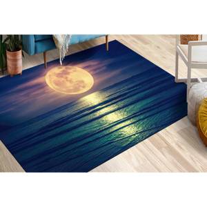Alfombra Luna Sobre el Mar: Decoración de Paisaje Costero, Alfombra Impresa, Alfombra Suave con Pelo Largo - Product Image 1