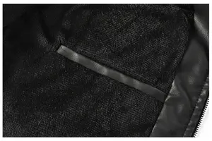 Chaquetas de cuero PU informales a la moda para hombre, prendas de vestir de motorista cálidas con cuello levantado, estilo atractivo en tela de lona - Product Image 6