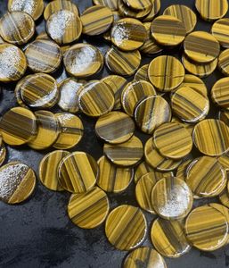 Alta calidad 25mm Ojo de tigre Natural piedras preciosas sueltas Parte posterior plana cabujón redondo para la fabricación de joyas gemas al por mayor - Product Image 2
