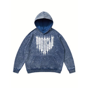 Sudadera con Capucha Vintage Lavada y Desgastada para Hombre, Sudadera Retro de Estilo Urbano, Corte Regular, Informal, para Invierno, Color Sólido - Product Image 1