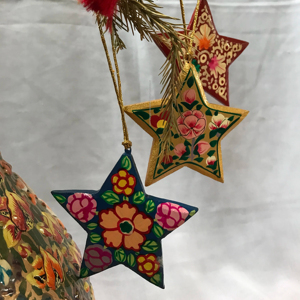 Kashmir Paper Mache Indoor Christmas Decorations <b>Stars</b> Shape Ornament - Product Image 1