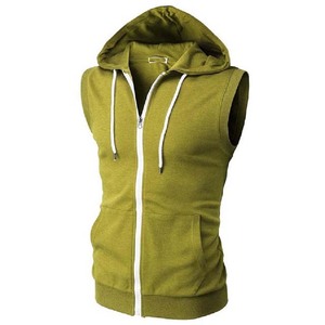 High Quality Custom Printing Embroidery <b>Men's</b> <b>Sleeveless</b> <b>Hoodies</b> Gym Running Wear Vest Top Breathable Zip Up Tank Tops for <b>Men</b> - Product Image 1