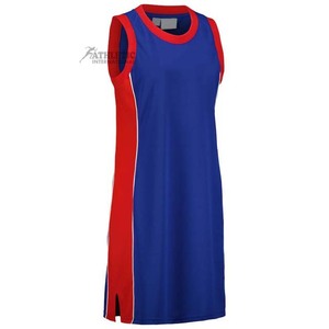 <b>Women's</b> Blue and Red Color Crewneck Sleeveless Sportswear <b>Baseball</b> and Softball Wear Cotton Jersey Dress Breathable Quick Dry - Product Image 2