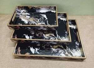 ชุดถาดชาไม้สี่เหลี่ยม3ชิ้นชุดถาดเสิร์ฟไม้เคลือบเงาดีไซน์เนอร์ - Product Image 4