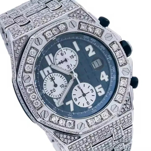 Reloj de diamantes de moissanita completamente helado para hombre, ajuste hecho a mano, probador de diamantes, reloj de pulsera con esfera numérica, joyería de rapero - Product Image 1