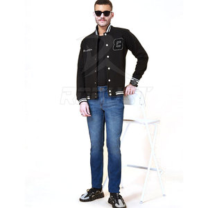Blouson universitaire vintage pour homme, style streetwear, hiver, avec logo brodé personnalisé, col montant, respirant, OEM - Product Image 1