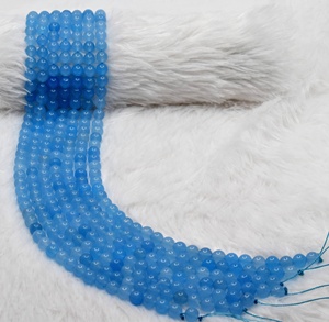 Perles rondes en calcédoine bleue, pierres naturelles en vrac pour la fabrication de bijoux, accessoires pour femmes, artisanat, pierres de guérison - Product Image 4