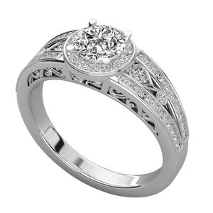 Anillo de Compromiso con Halo de Diamantes Redondos - Product Image 3