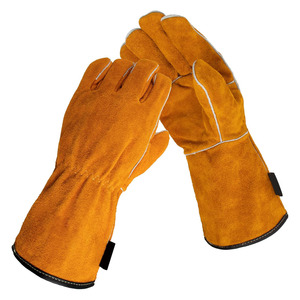 Guantes de soldadura de cuero dividido de piel de vaca resistente de alta calidad, certificado CE, resistente a la abrasión, resistencia al calor, brazalete de seguridad - Product Image 1