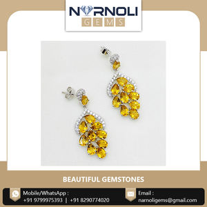 Luxurious 925 Sterling Silver Drop <b>Earrings</b> - Cascading <b>Citrine</b> & Sparkling Zirconia - Perfect for Any Occasion - Product Image 3