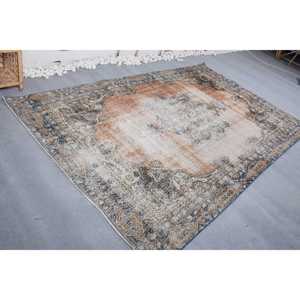 Tapis turc vintage 5,9x9,6 pieds, tapis bleu ombré - Product Image 4