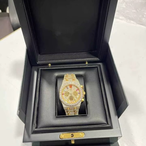 Montre à quartz pour homme de luxe, mode, personnalisée, hip-hop, entièrement sertie de diamants, en acier inoxydable, étanche, argent, or - Product Image 3