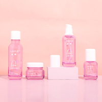 Flacon cosmétique en verre transparent rose personnalisé 30ml 100ml 120ml Ensemble d'emballage de contenants cosmétiques OEM/ODM