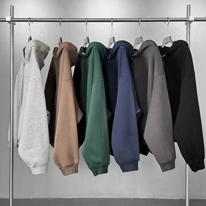 100 por ciento de algodón con cremallera completa Sudadera con capucha gruesa con hombros descubiertos Boxy Cropped Hoodie para hombres - Product Image 3