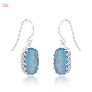 ต่างหูเงินแท้ 925 ประดับโอปอลออโรร่า ดีไซน์ห้อยระย้า สำหรับผู้หญิง ผลิตโดยผู้ผลิตเครื่องประดับตามสั่ง - Product Image 3