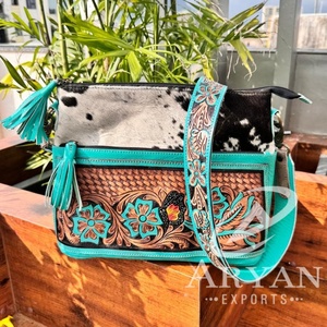 Bolso tallado de Mano a Mano, nuevo diseño, Bolso de piel de vaca, hecho a mano bohemio bolso de cuero, bolsos de Venta caliente para mujeres, usos múltiples - Product Image 1