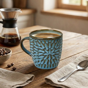 Uranian Blue Mosaic Ceramic Tea <b>Cup</b> <b>Set</b> of 6-for Presents - Product Image 3