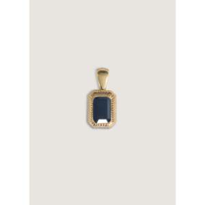 Lyra Religious Style Blue Sapphire <b>Pendant</b> with <b>Emerald</b> Cut Bezel Set in Rose Gold with Rhodium Plating Charm Jewelry - Product Image 1