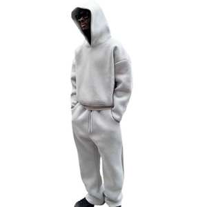 Sweat à capuche en coton éponge français pour hommes, poids lourd, écologique, respirant, surdimensionné XL Fit 3D Screen Grey Design unique - Product Image 1