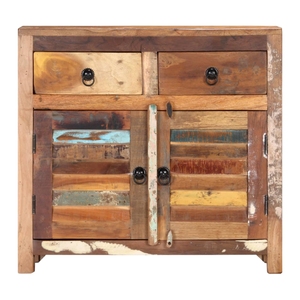 Aparador de Madeira Teca Recuperada, Armário de Armazenamento Rústico, Móvel Artesanal Ecológico com Gavetas e Portas para Moradias, Hotéis e Salas de Estar - Product Image 2