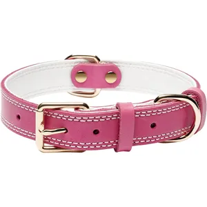 Top Notch Quality Real Cow Leather Personalized Dog Collar and Leash Handcrafted Cheap Pet Dog Collar Leash
