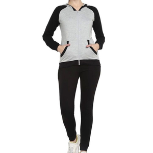 Ensemble de survêtement pour femme à manches longues, uni, coupe ajustée, 100% coton molletonné, deux pièces, survêtement personnalisé, pull-over, survêtement de sport pour femme - Product Image 2
