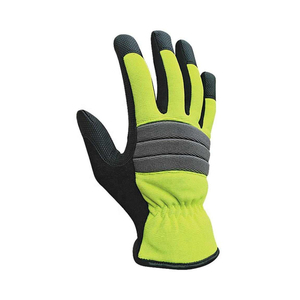 High Visibility Green Black Mechanic Gloves Anti-Slip Fire Grip Reliable Leather Work Safety Gloves with OEM Service - Product Image 2