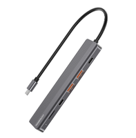 Câble de transfert de données haute vitesse Powerology 6-en-1 Slim 4K en alliage d'aluminium USB-C/RS232 Série 10 Gbit/s pour ordinateur iOS et batterie externe