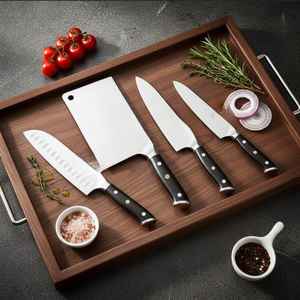 Juego de Cuchillos de Cocina Profesionales Modernos, Acero al Carbono, Hechos a Mano, Mango de Madera de Ébano Natural, Cuatro Piezas, Ambidiestros - Product Image 5