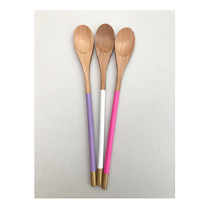 ช้อนตักสลัดทำด้วยมือทำจากไม้อาคาเซียช้อนด้ามพิมพ์ลายเคลือบ - Product Image 5