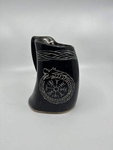 Mug en corne de buffle naturelle écologique de haute qualité avec poignée, design vintage moderne, isolation thermique pour bière, vin, miel - Product Image 4