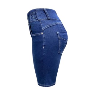 Pantalones cortos de mezclilla de algodón transpirable de alta calidad para mujer, pantalones vaqueros cortos de mezclilla para mujer con botones a un precio razonable - Product Image 4