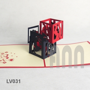 Love Cube 3D Pop up carte de voeux Couple créatif à la main papier creux cartes de sculpture - Product Image 1